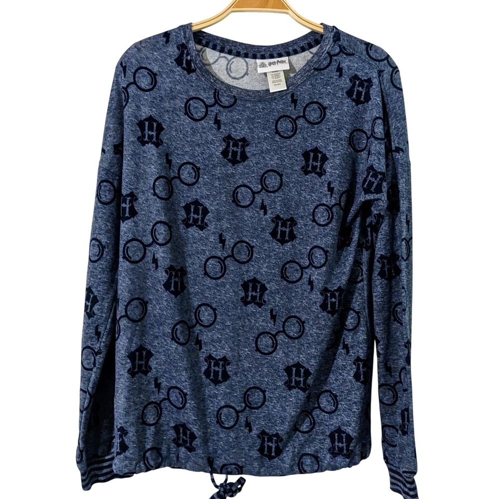 Wizarding World Of‎ Harry Potter Womens Sz M Blue Soft Sweater Top Long Sleeve